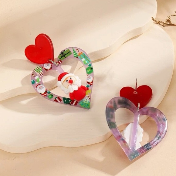 Merry Christmas🎅🏼💖🎄✨Santa Baby Heart Dangle Drop Earrings - Picture 4 of 5